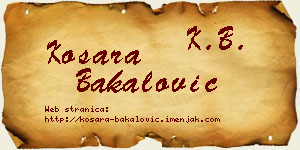 Kosara Bakalović vizit kartica